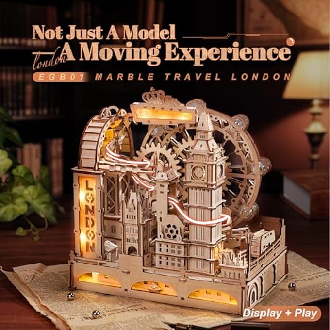 3D WOODEN PUZZLE WITH BALL CIRCUIT - CITY OF LONDON MODEL ASSEMBLY MECHANICAL MODEL WITH LIGHTS FOR ADULTS & TEENS, CREATIVE DECORATIVE KIT, EGB01 - Image 4